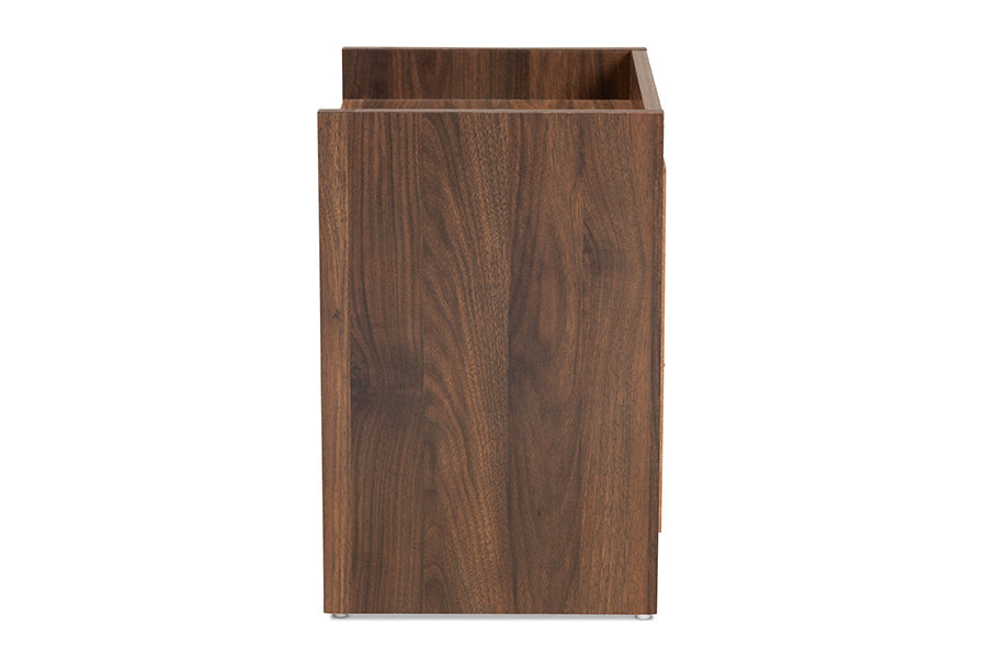 Baxton Studio Hale Modern and Contemporary Walnut Brown Finished Wood 1-Door Nightstand