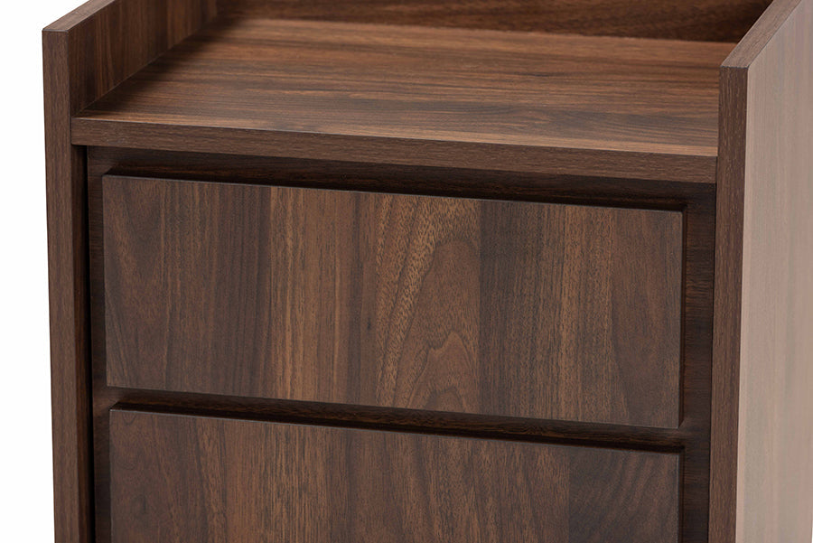 Baxton Studio Hale Modern and Contemporary Walnut Brown Finished Wood 1-Door Nightstand