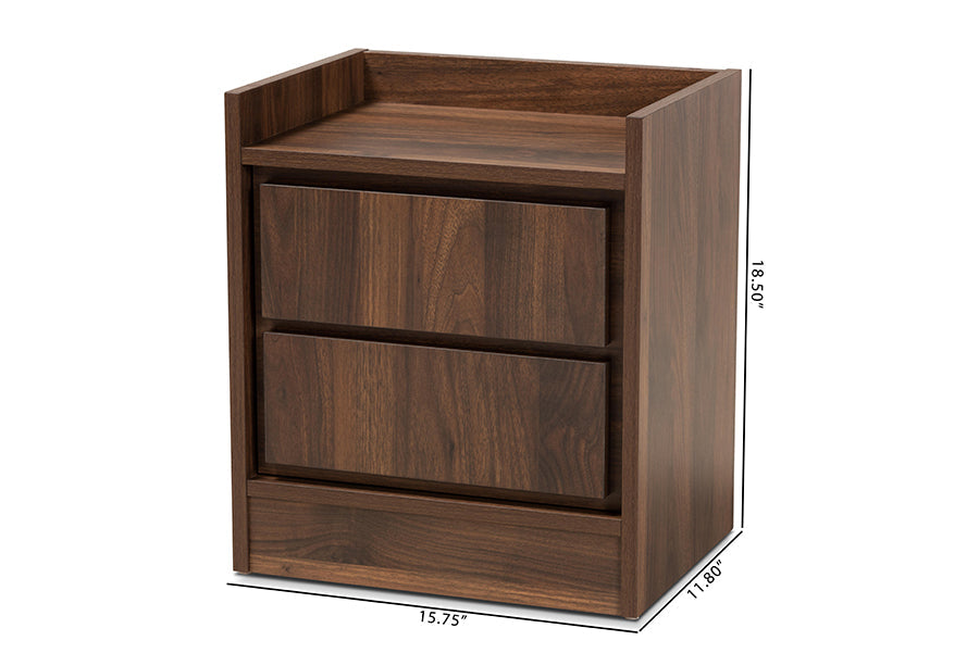 Baxton Studio Hale Modern and Contemporary Walnut Brown Finished Wood 1-Door Nightstand