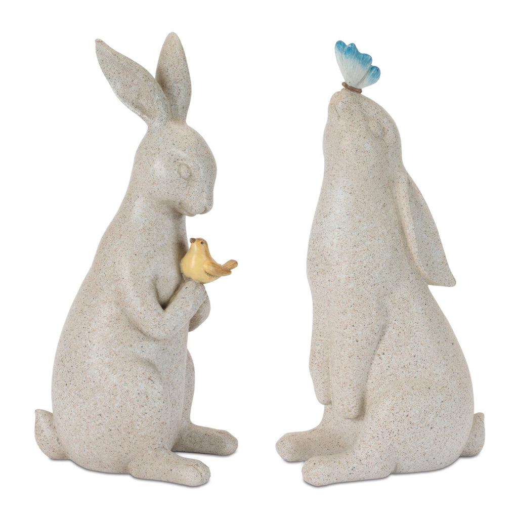 Rabbit with Bird and Butterfly Figurine (Set of 2)