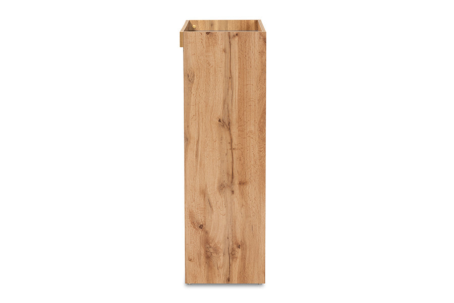Baxton Studio Caspian Modern and Contemporary Two-Tone Grey and Oak Brown Finished Wood Shoe Cabinet