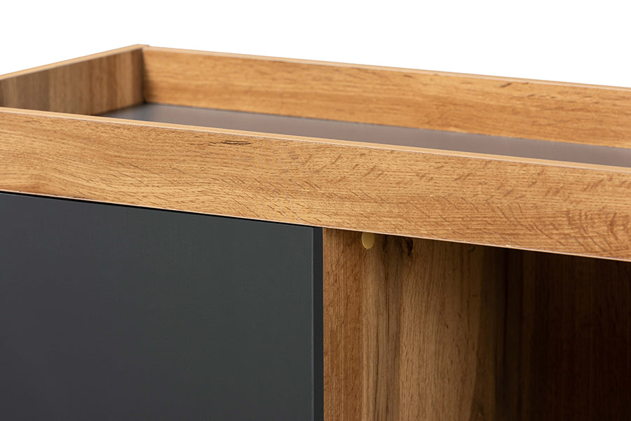 Baxton Studio Caspian Modern and Contemporary Two-Tone Grey and Oak Brown Finished Wood Shoe Cabinet