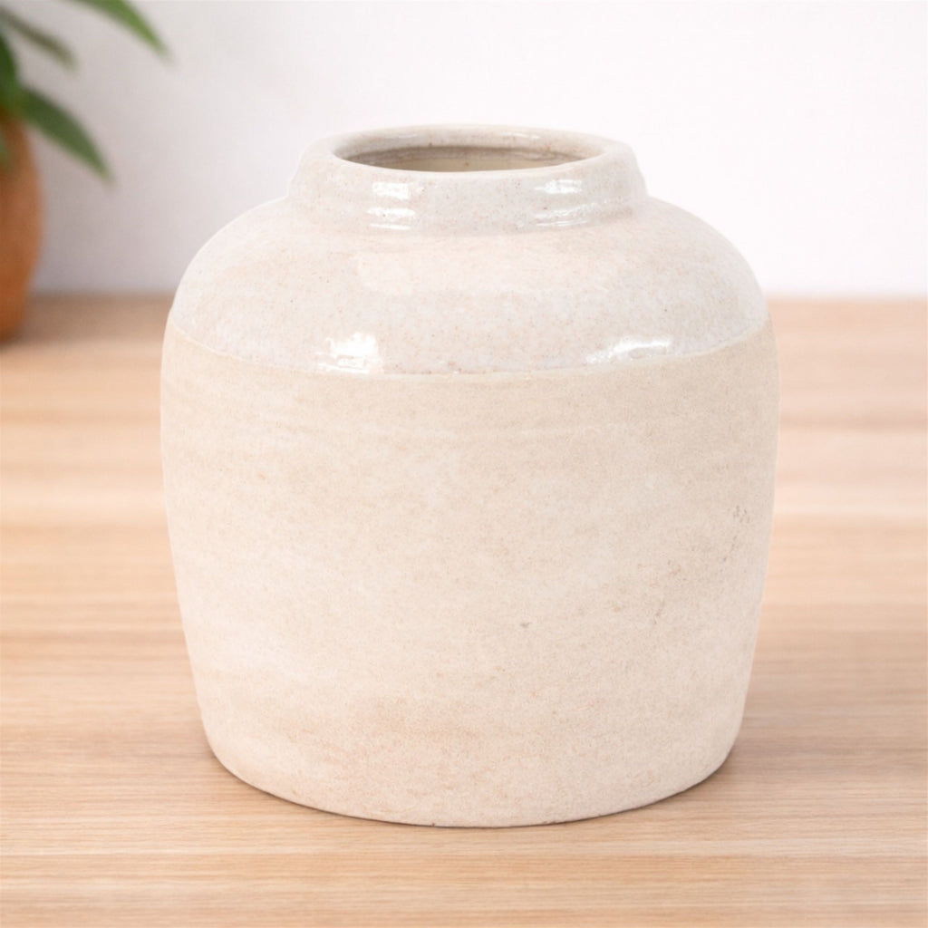 Two-Tone Stoneware Vase 6"H