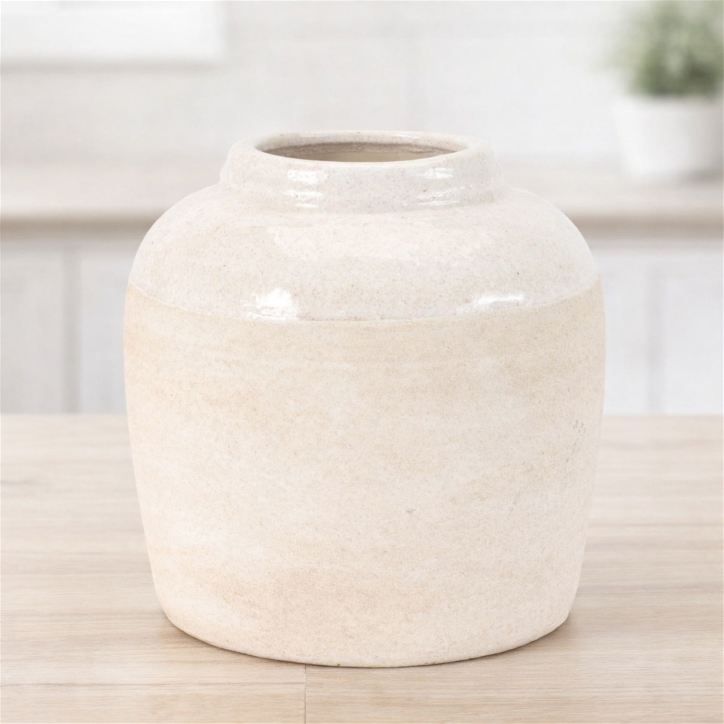Two-Tone Stoneware Vase 6"H