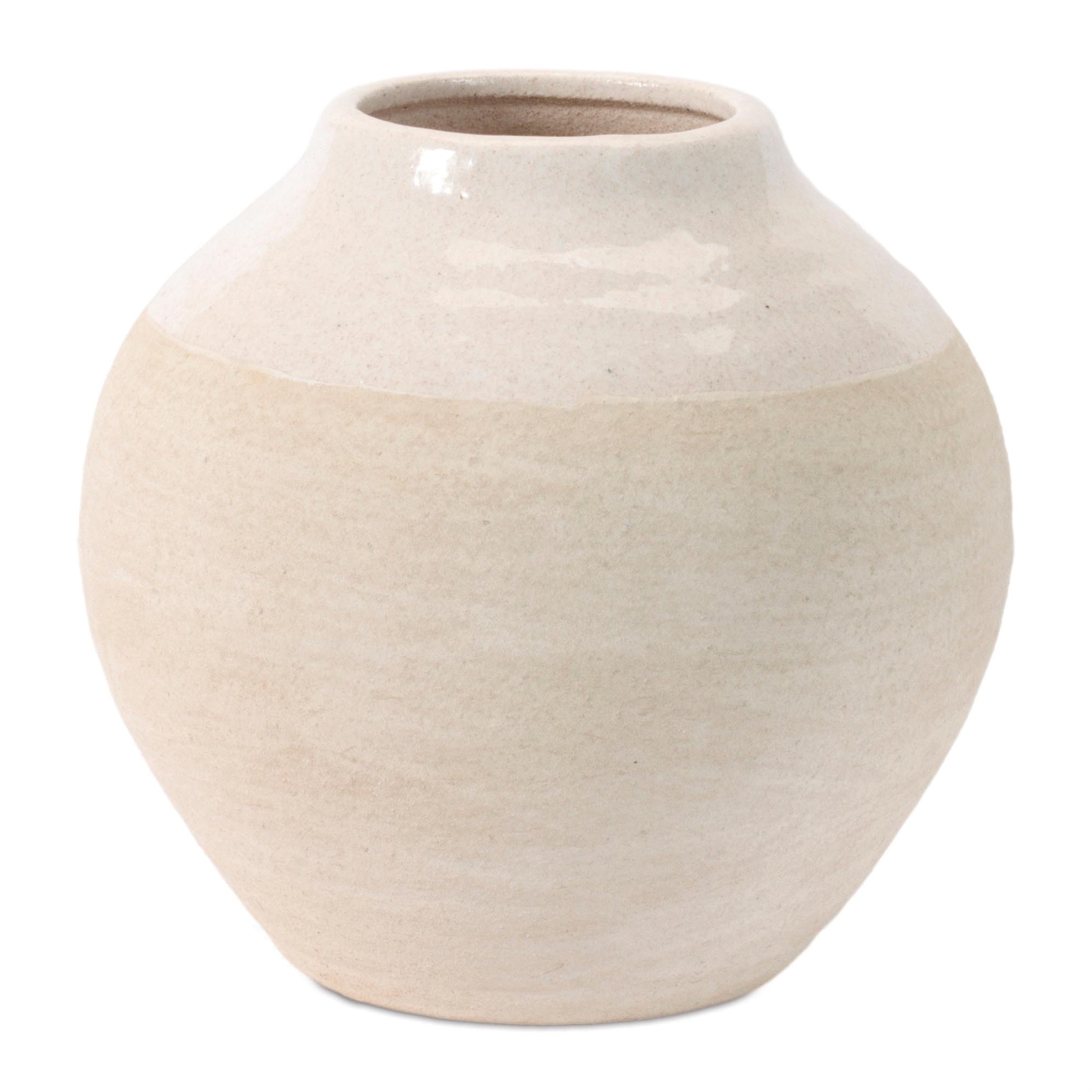 Two-Tone Stoneware Vase 9.25"H