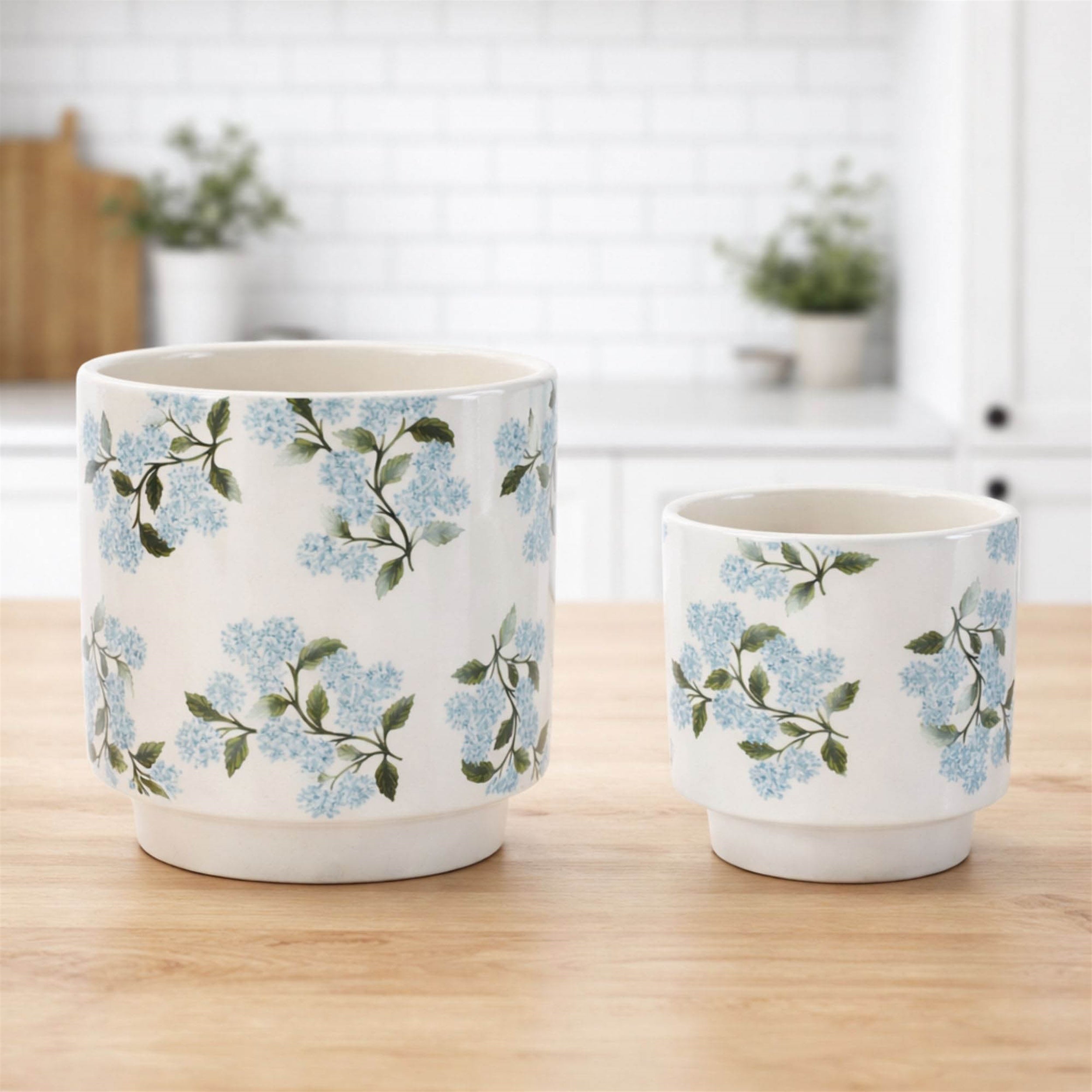 Hydrangea Floral Pattern Planter (Set of 2)