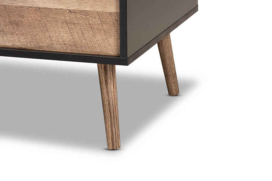 Baxton Studio Jensen Modern and Contemporary Two-Tone Black and Rustic Brown Finished Wood Lift Top Coffee Table with Storage Compartment