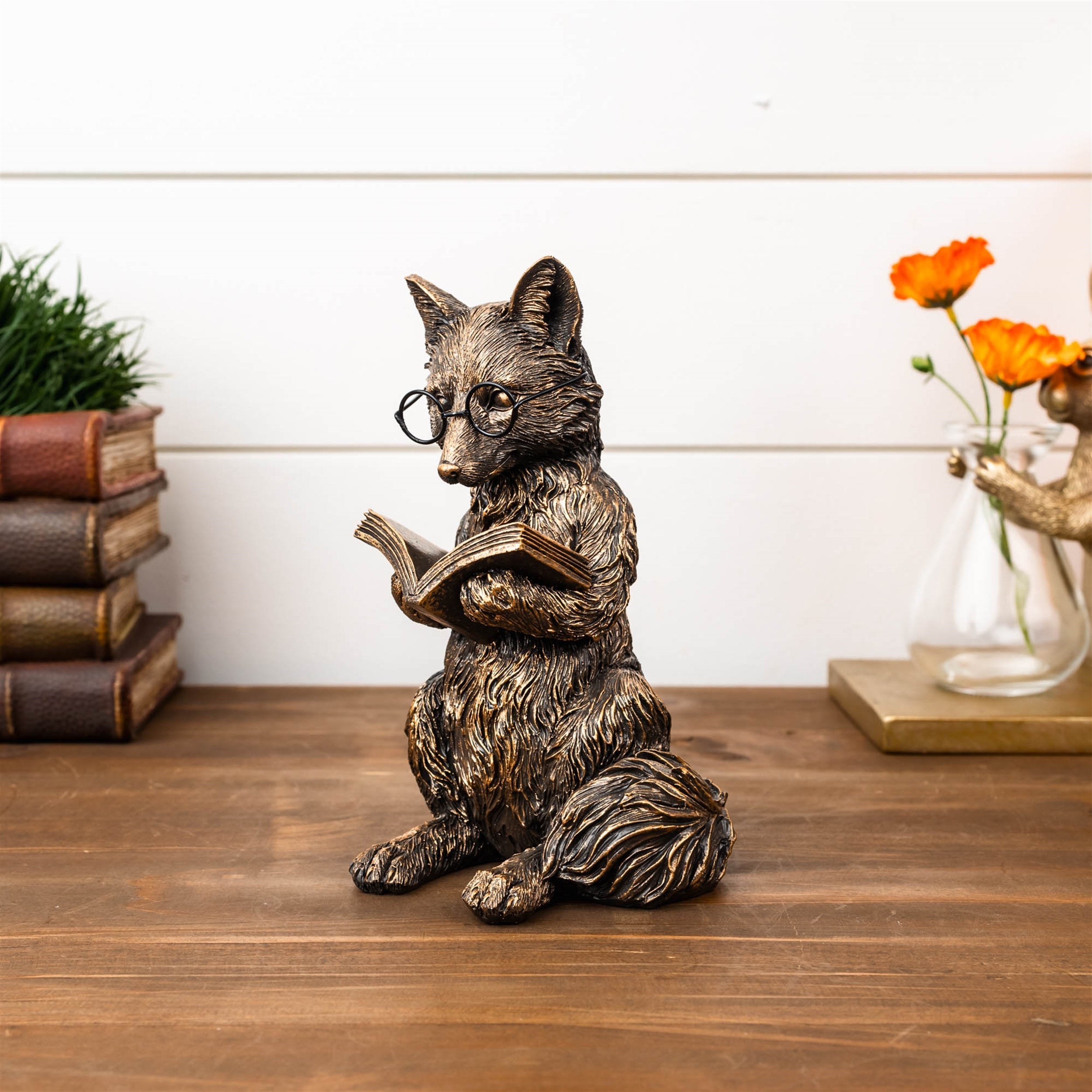 Reading Fox Figurine 6.5"H
