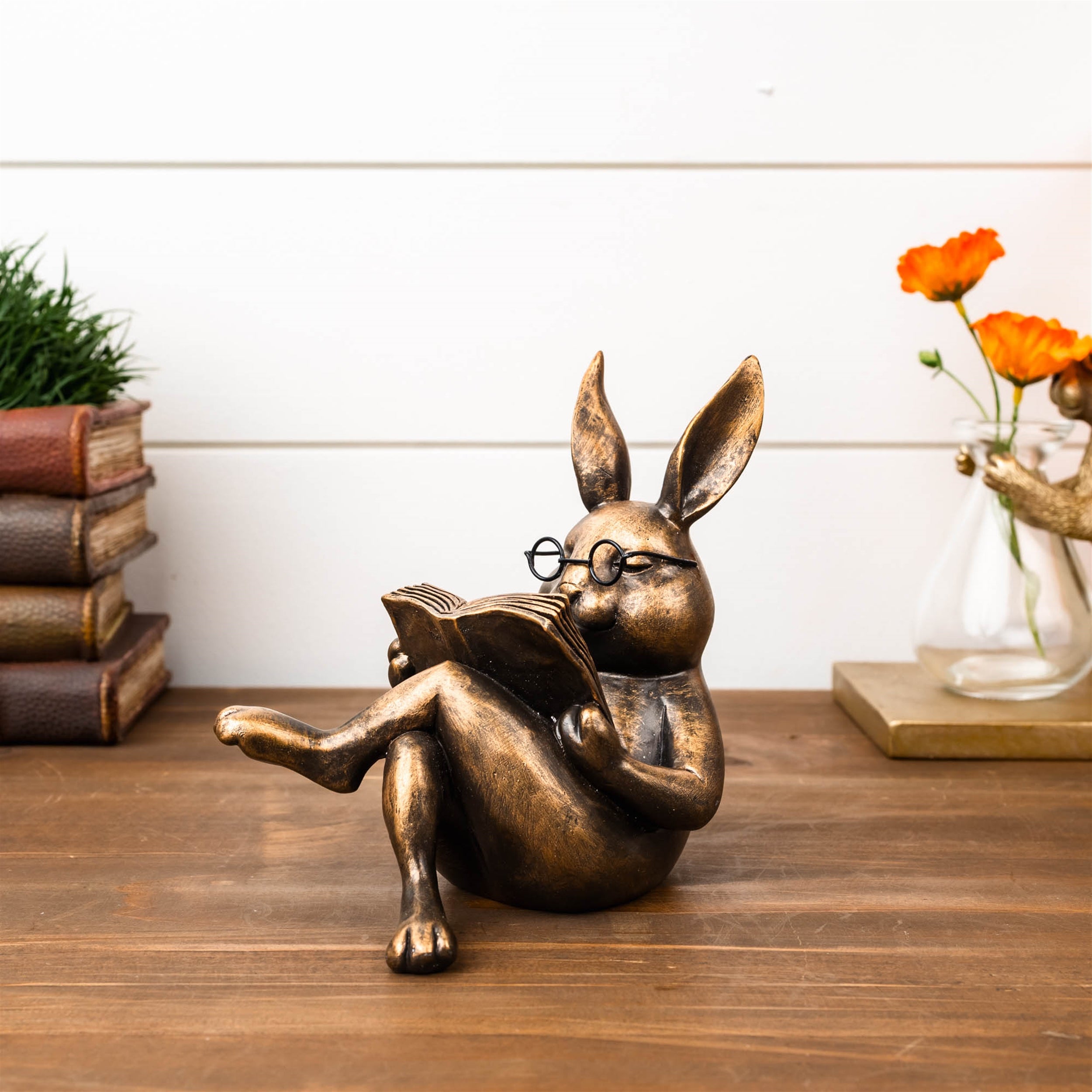 Reading Rabbit Figurine 5.25"H