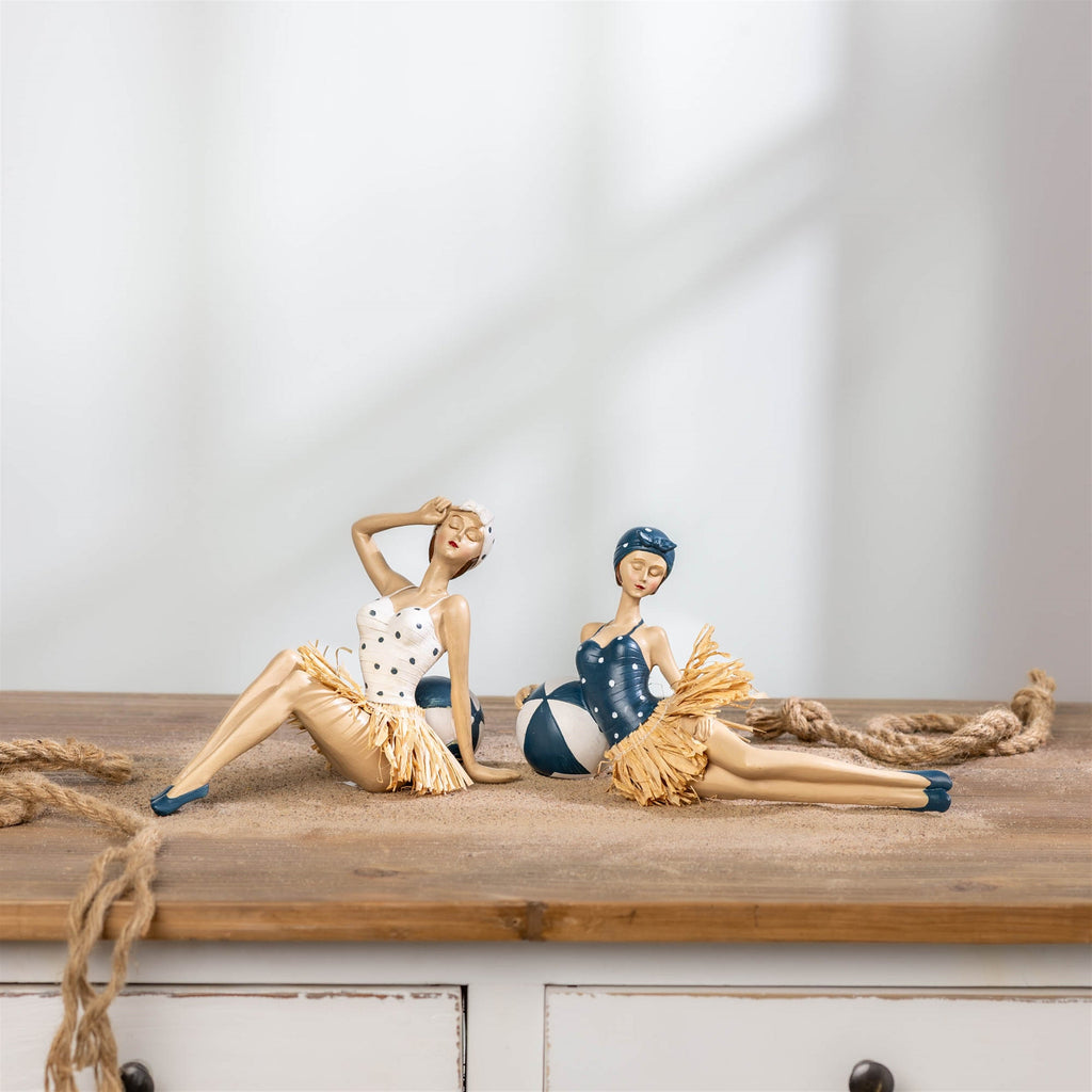 Retro Beach Babe Figurine (Set of 2)