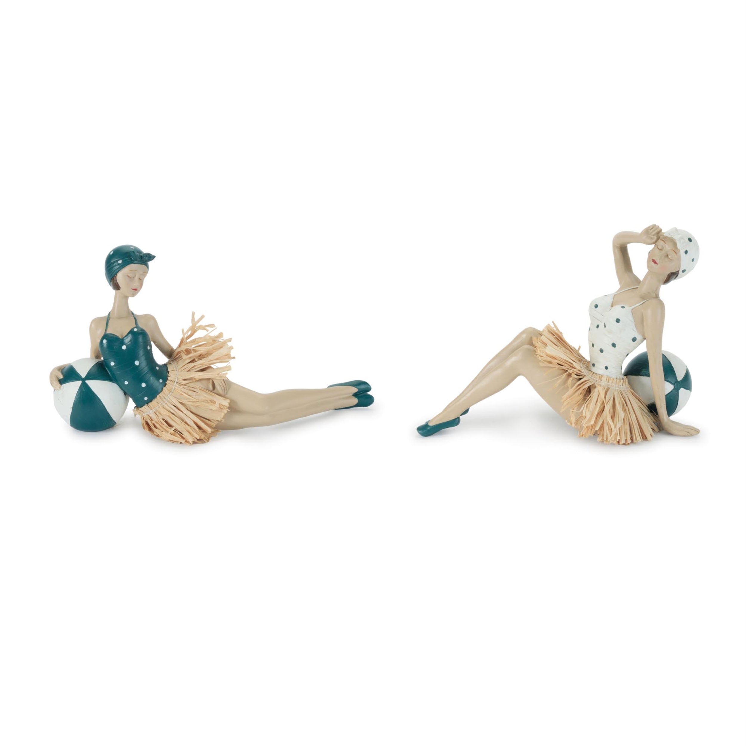 Retro Beach Babe Figurine (Set of 2)