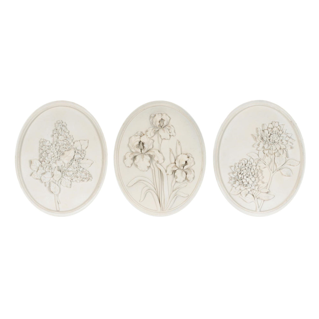 Sculpted Flower Plaque (Set of 3)