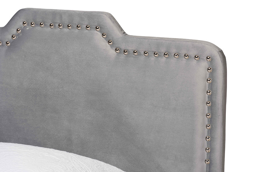 Baxton Studio Benjen Modern and Contemporary Glam Grey Velvet Fabric Upholstered Twin Size Panel Bed