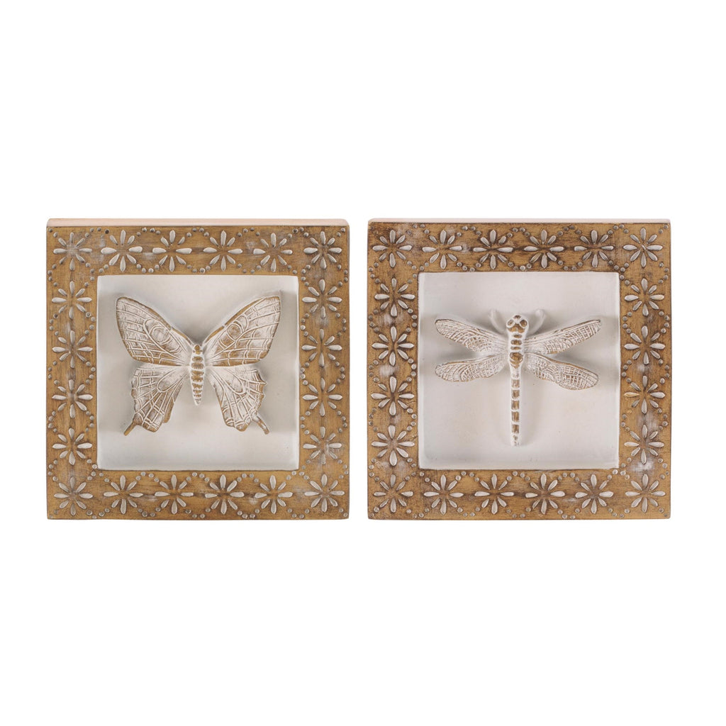 Sculpted Butterfly and Dragonfly Wall Plaque (Set of 2)