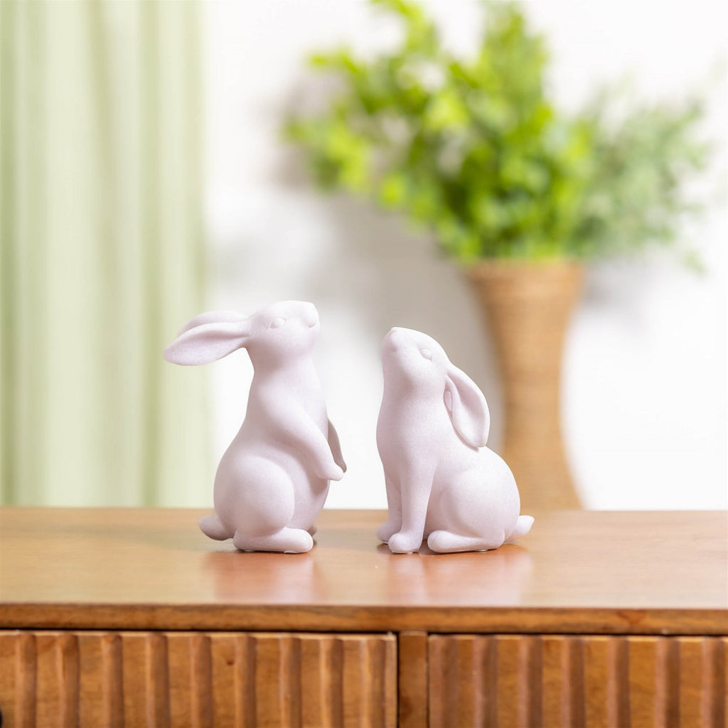 Blush Glitter Bunny Figurine (Set of 2)