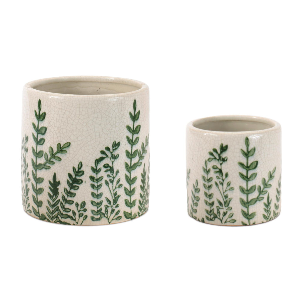Botanical Fern Stoneware Planter (Set of 2)