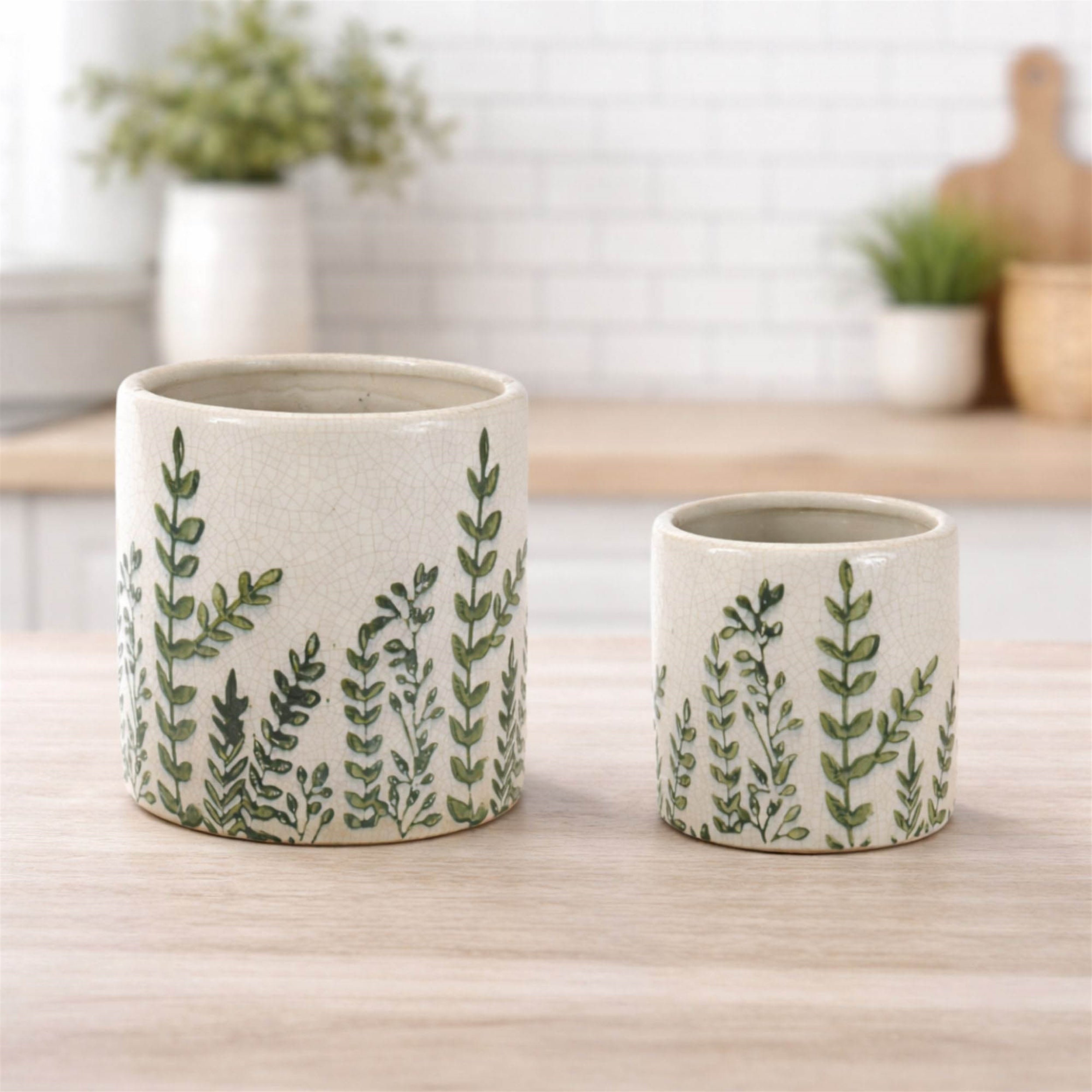Botanical Fern Stoneware Planter (Set of 2)