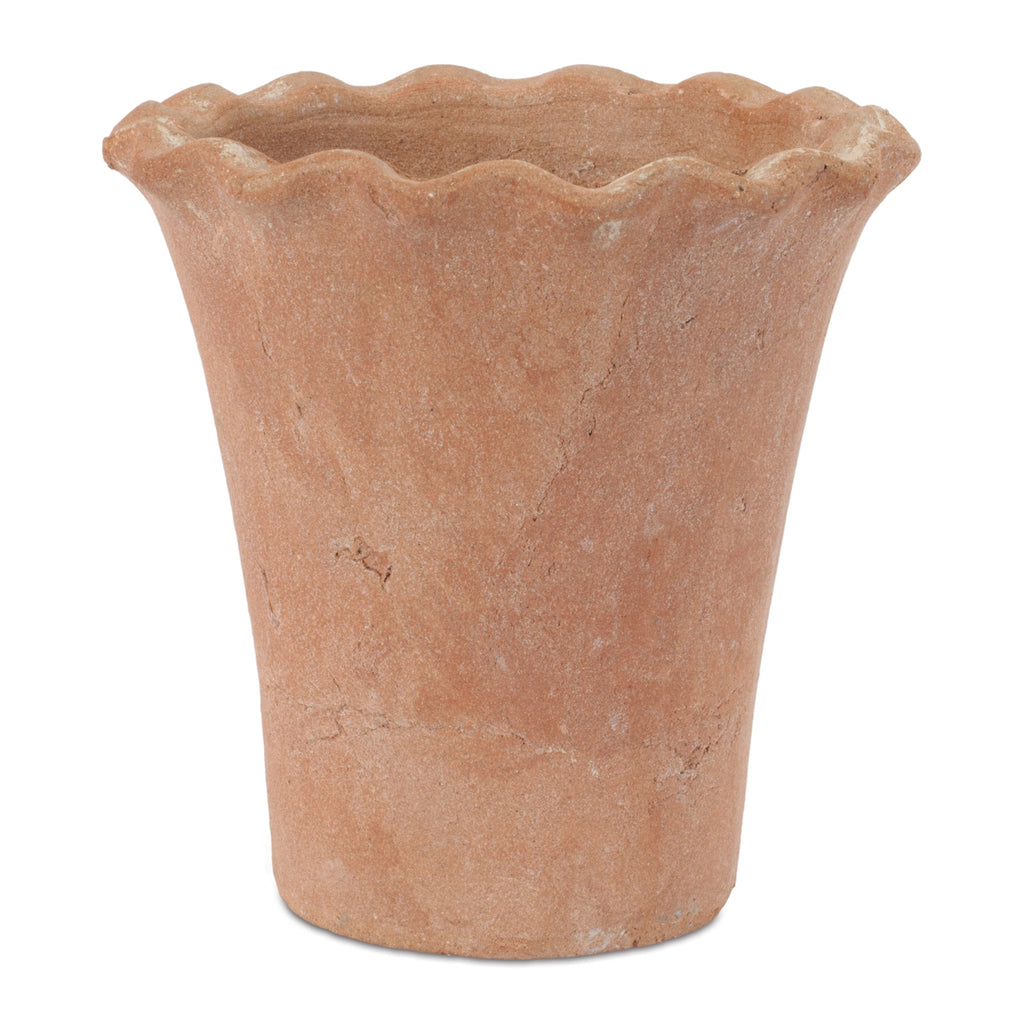 Scalloped Rim Terra Cotta Container (Set of 2)