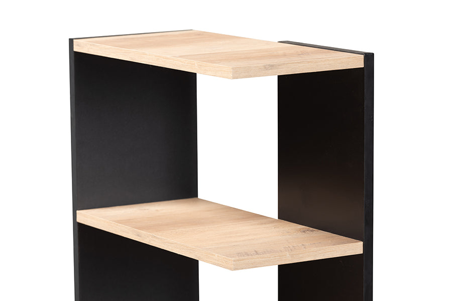 Baxton Studio Callahan Modern and Contemporary Two-Tone Dark Grey and Oak Finished Wood Desk with Shelves