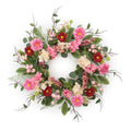 Mixed Garden Rose Floral Wreath 24 Inch