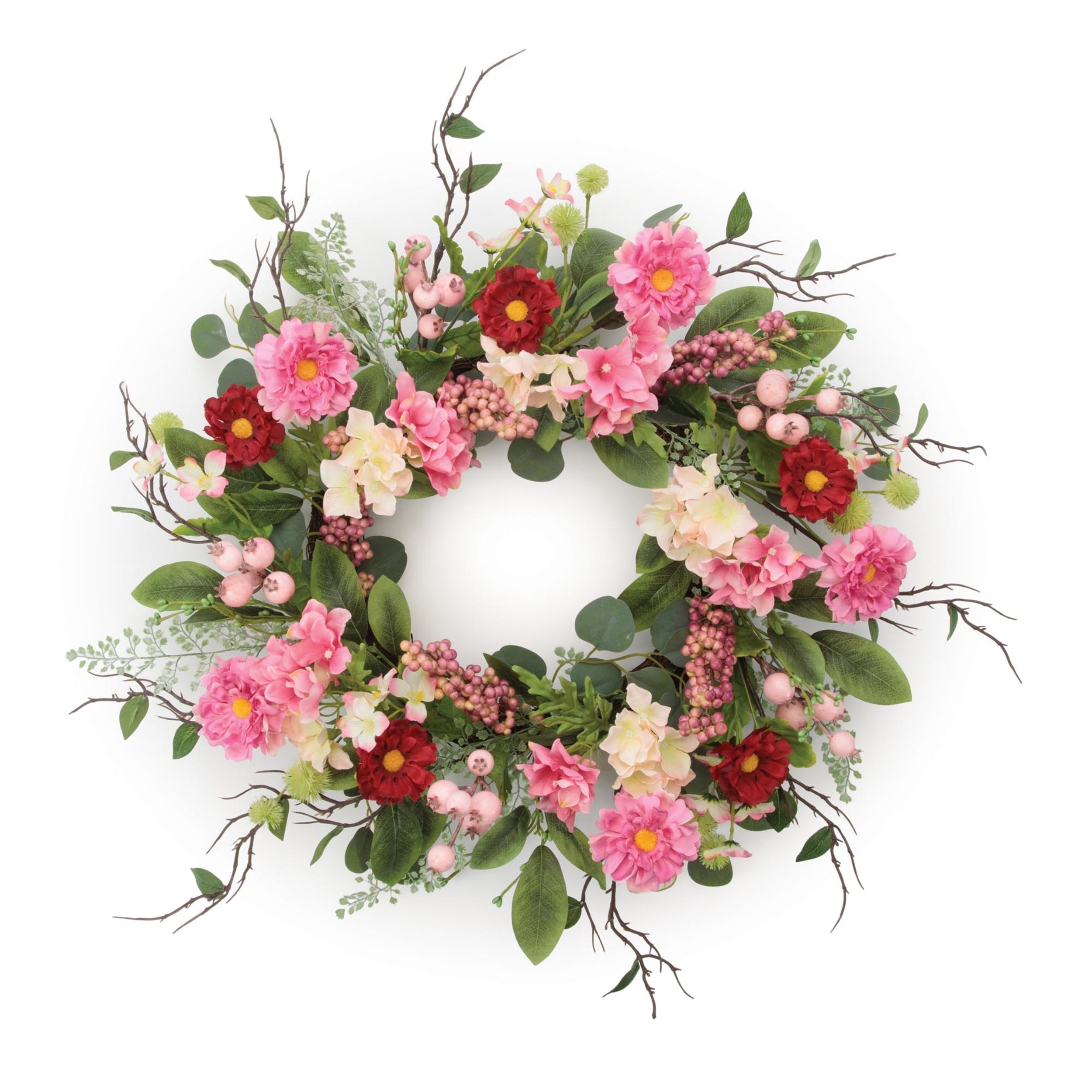 Mixed Garden Rose Floral Wreath 24 Inch