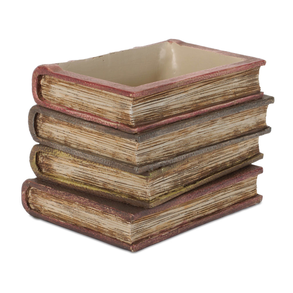 Decorative Book Stack Vase 5"H