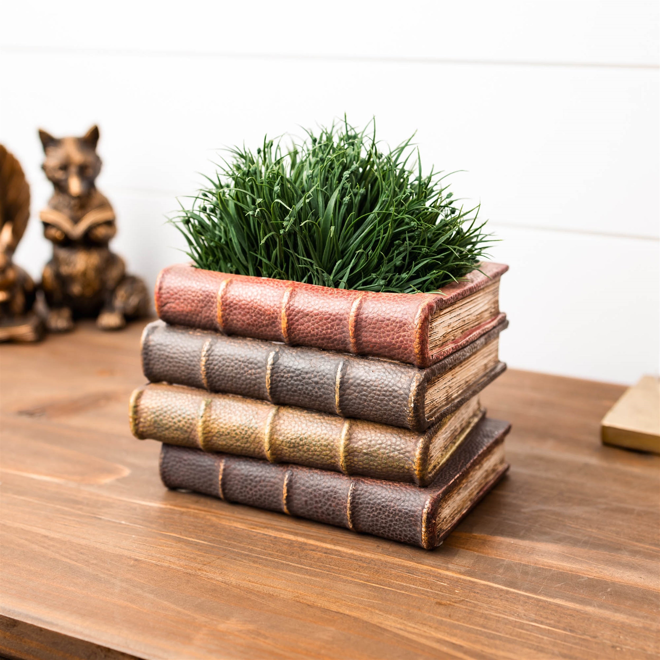 Decorative Book Stack Vase 5"H
