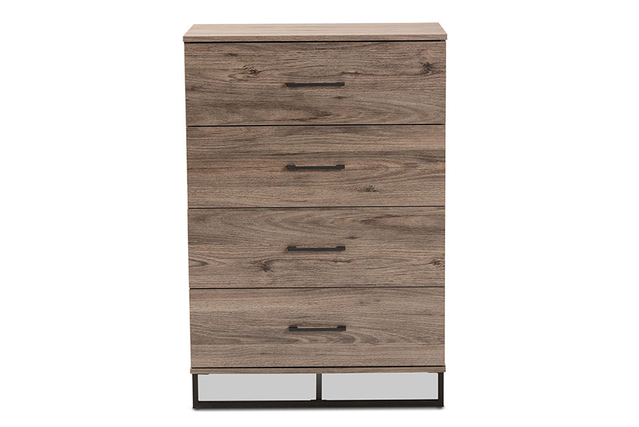 Baxton Studio Daxton Modern and Contemporary Rustic Oak Finished Wood 4-Drawer Storage Chest