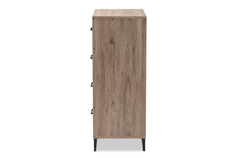 Baxton Studio Daxton Modern and Contemporary Rustic Oak Finished Wood 4-Drawer Storage Chest