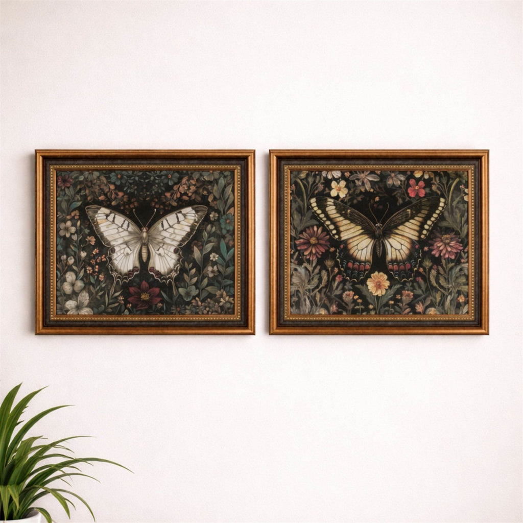 Framed Dark Academia Butterfly Print (Set of 2)