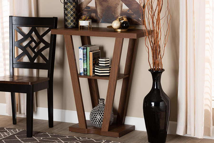 Baxton Studio Boone Modern and Contemporary Walnut Brown Finished Wood Console Table