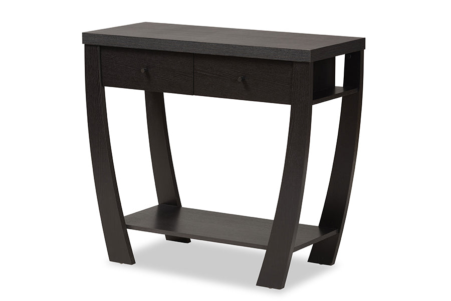 Baxton Studio Capote Modern and Contemporary Dark Brown Finished Wood 2-Drawer Console Table
