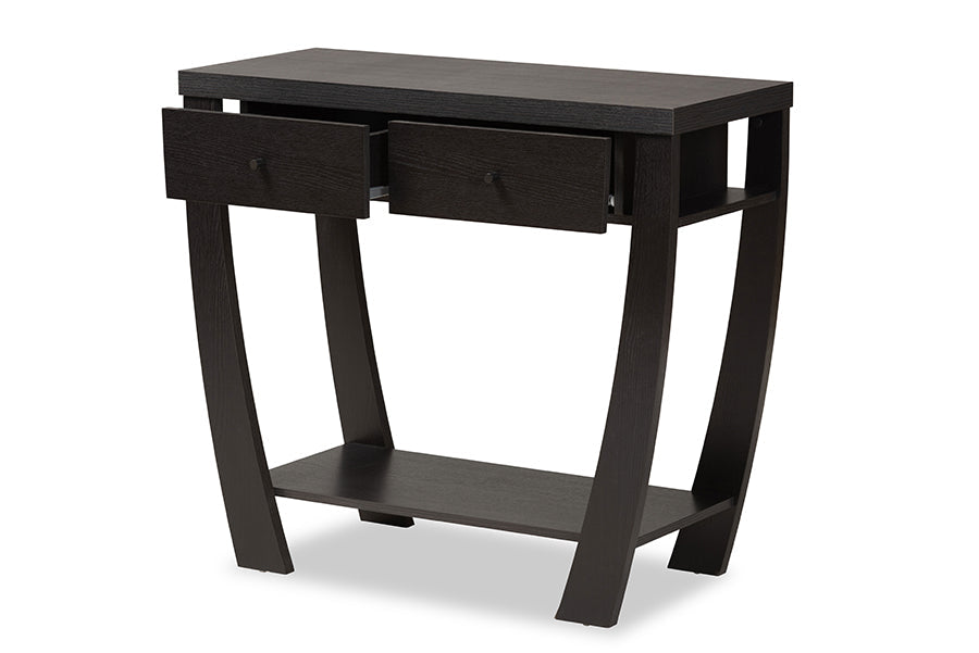 Baxton Studio Capote Modern and Contemporary Dark Brown Finished Wood 2-Drawer Console Table
