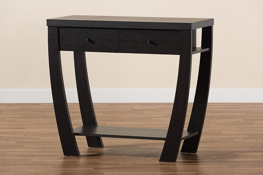 Baxton Studio Capote Modern and Contemporary Dark Brown Finished Wood 2-Drawer Console Table