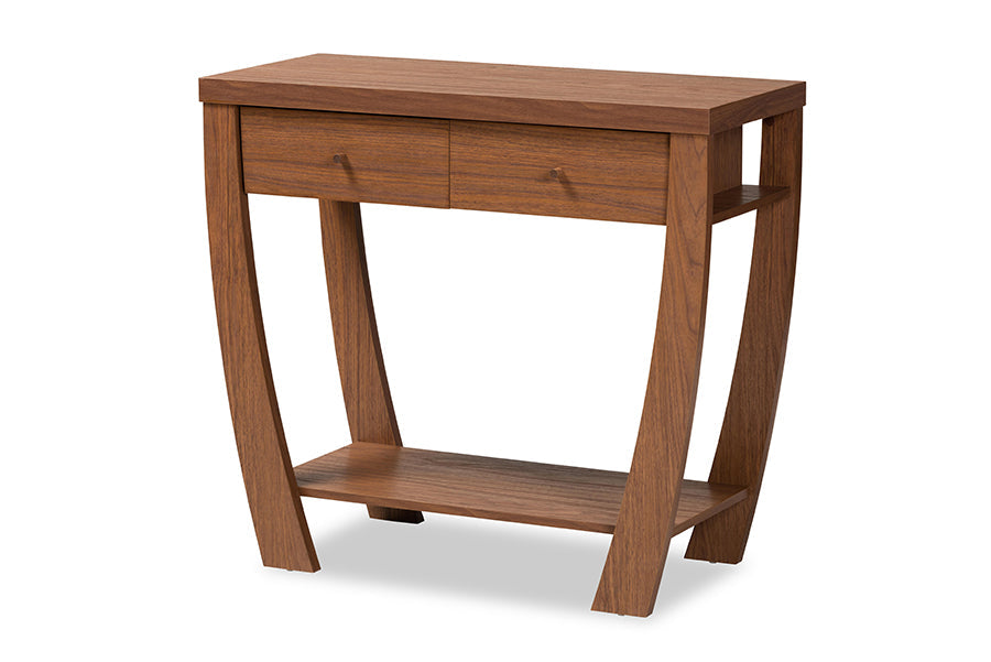 Baxton Studio Capote Modern and Contemporary Walnut Brown Finished Wood 2-Drawer Console Table