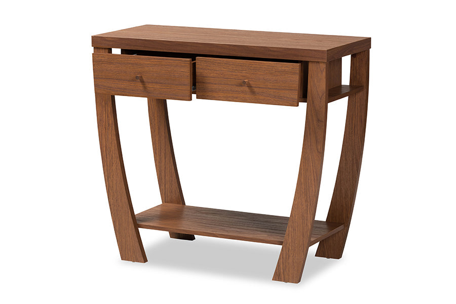 Baxton Studio Capote Modern and Contemporary Walnut Brown Finished Wood 2-Drawer Console Table