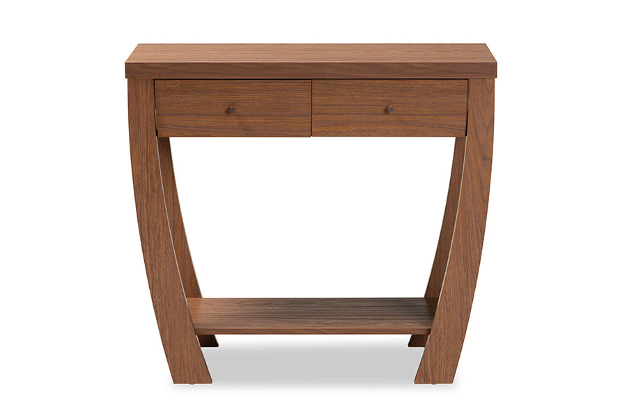 Baxton Studio Capote Modern and Contemporary Walnut Brown Finished Wood 2-Drawer Console Table