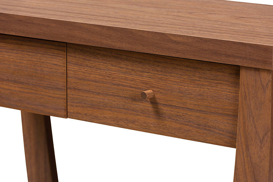 Baxton Studio Capote Modern and Contemporary Walnut Brown Finished Wood 2-Drawer Console Table