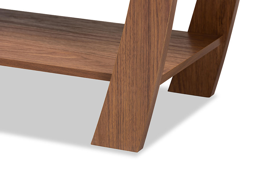 Baxton Studio Capote Modern and Contemporary Walnut Brown Finished Wood 2-Drawer Console Table