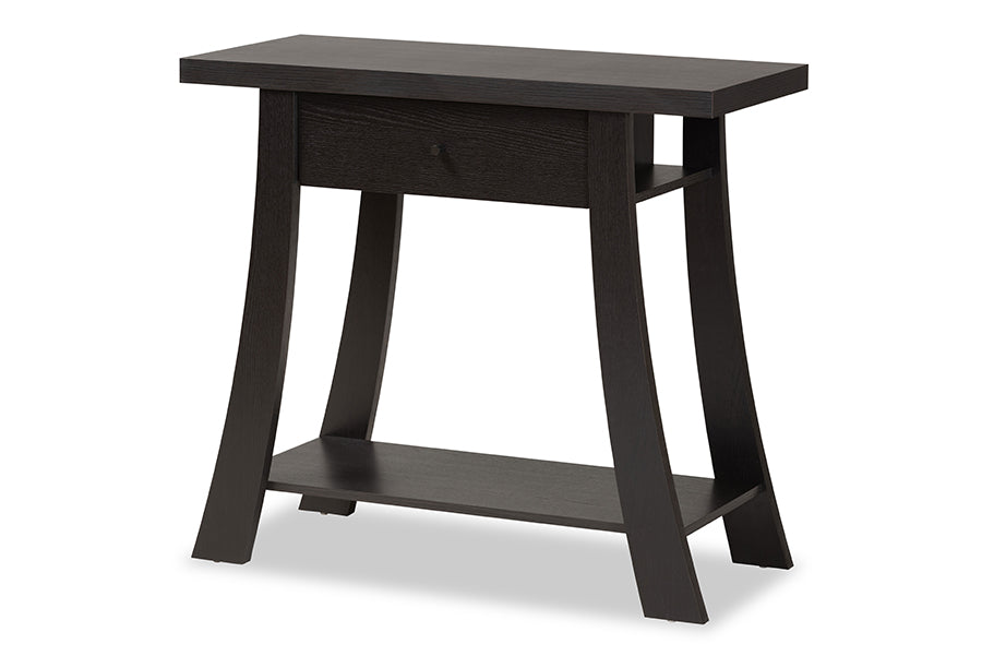 Baxton Studio Herman Modern and Contemporary Dark Brown Finished Wood 1-Drawer Console Table