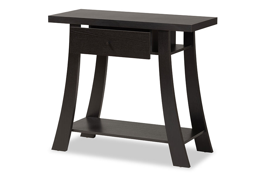 Baxton Studio Herman Modern and Contemporary Dark Brown Finished Wood 1-Drawer Console Table