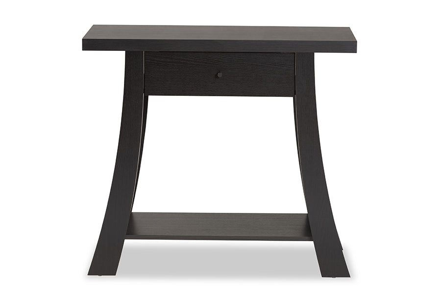 Baxton Studio Herman Modern and Contemporary Dark Brown Finished Wood 1-Drawer Console Table