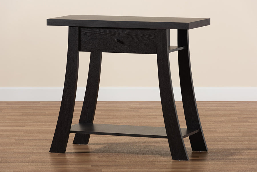 Baxton Studio Herman Modern and Contemporary Dark Brown Finished Wood 1-Drawer Console Table