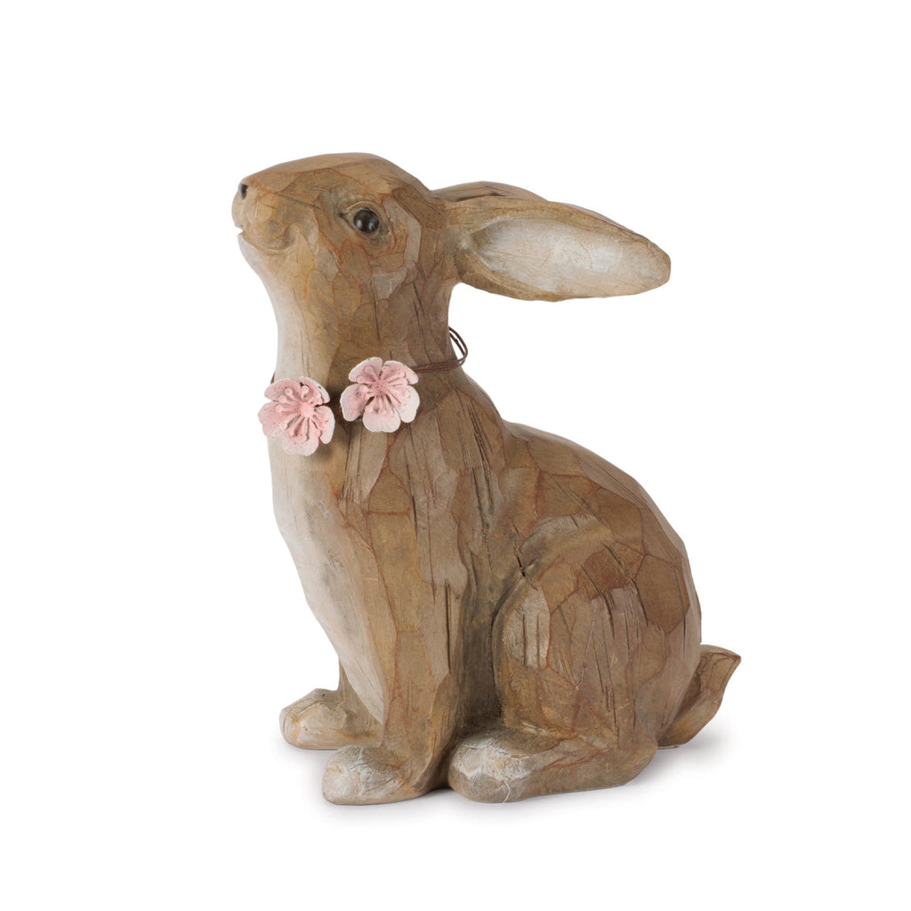 Carved Bunny with Floral Accent (Set of 2)