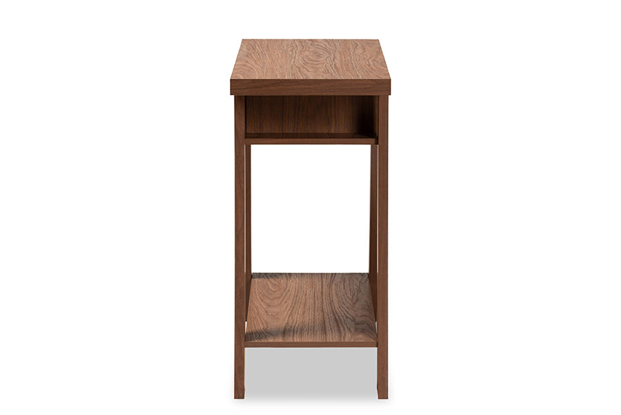 Baxton Studio Herman Modern and Contemporary Walnut Brown Finished Wood 1-Drawer Console Table