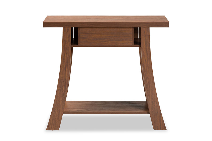 Baxton Studio Herman Modern and Contemporary Walnut Brown Finished Wood 1-Drawer Console Table