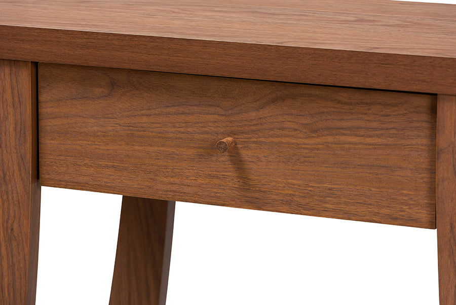 Baxton Studio Herman Modern and Contemporary Walnut Brown Finished Wood 1-Drawer Console Table