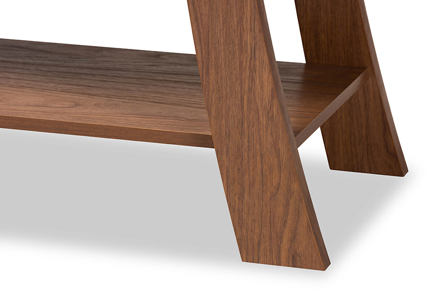 Baxton Studio Herman Modern and Contemporary Walnut Brown Finished Wood 1-Drawer Console Table
