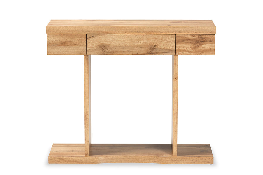 Baxton Studio Otis Modern and Contemporary Oak Brown Finished Wood 3-Drawer Console Table