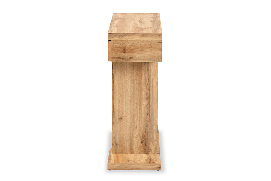 Baxton Studio Otis Modern and Contemporary Oak Brown Finished Wood 3-Drawer Console Table
